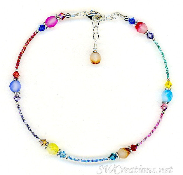 Elegant Spring Czech Crystal Pastel Anklet - Dainty Adjustable Ankle Bracelet for Women - Perfect for Beach, Wedding & Boho Fashion