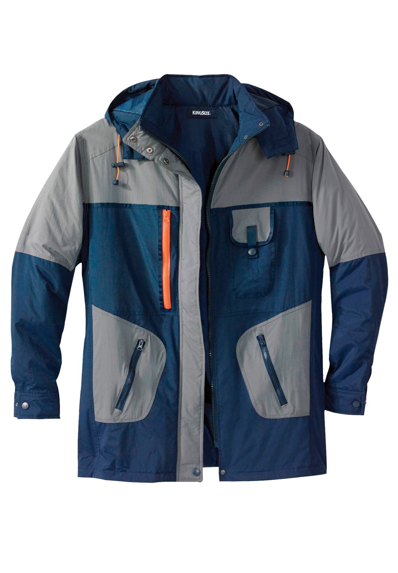 KingSize Men's Big & Tall Colorblock Tech Parka Coat - Waterproof Winter Jacket for Cold Weather - Perfect for Outdoor Activities & Daily Wear