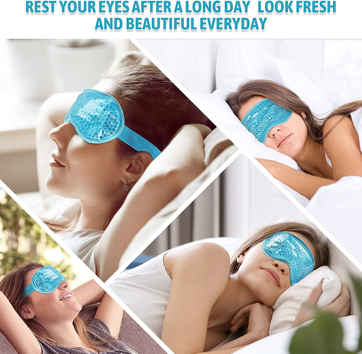 Calyrex Cooling Gel Ice Eye Mask - Reusable Hot & Cold Therapy for Stress Relief, Headaches, Migraines, Puffy Eyes & Dark Circles | Soothes Dry Eyes & Reduces Eye Bags (Blue) | Perfect for Relaxation, Travel & Post-Surgery Recovery