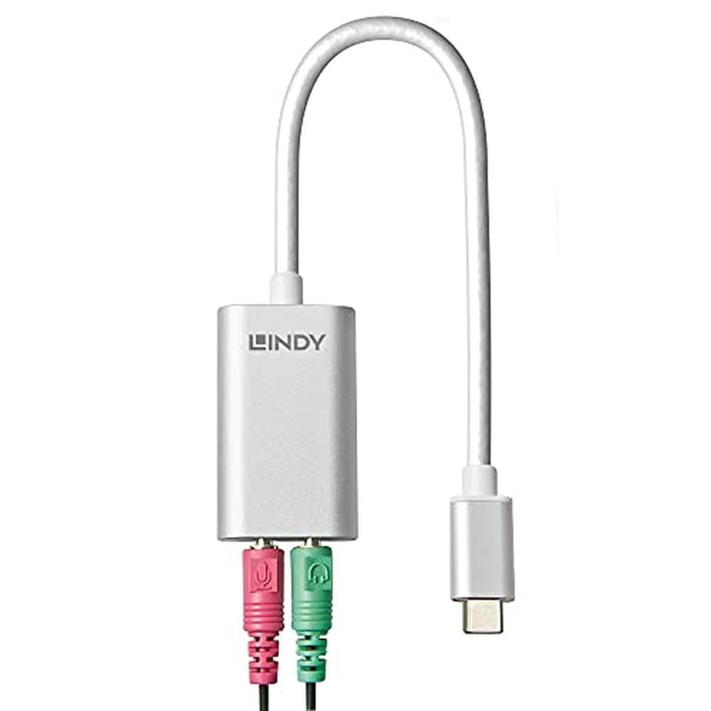 LINDY USB Type C to 3.5mm Audio Adapter - High Quality Silver Headphone Jack Converter for Smartphones, Laptops & Tablets - Perfect for Music, Gaming & Video Calls
