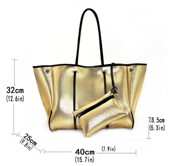 XPONNI Large Neoprene Beach Tote Bag for Women - Waterproof, Lightweight & Durable - Perfect for Pool, Gym, Travel & Shopping (18