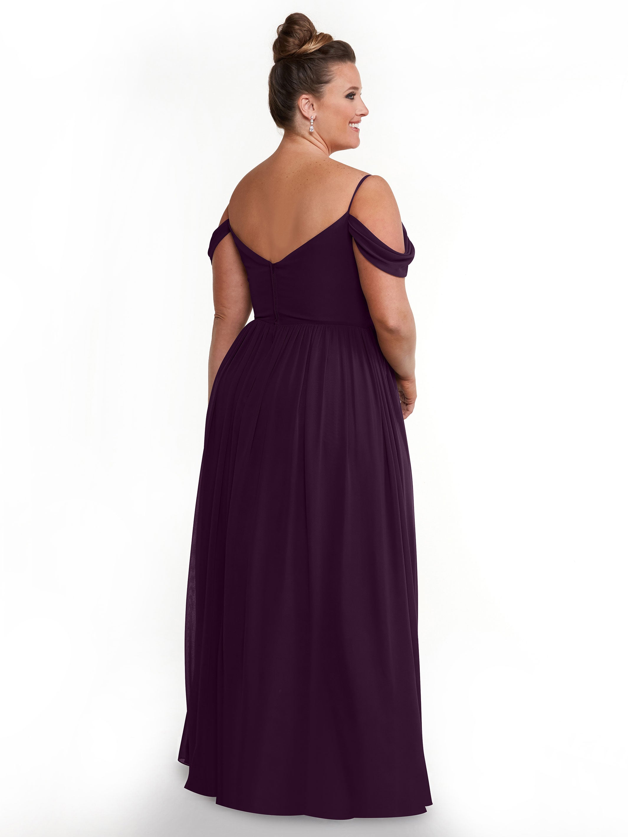 Elegant Off Shoulder Chiffon Bridesmaid Dress with Spaghetti Straps - Perfect for Weddings, Formal Events & Special Occasions