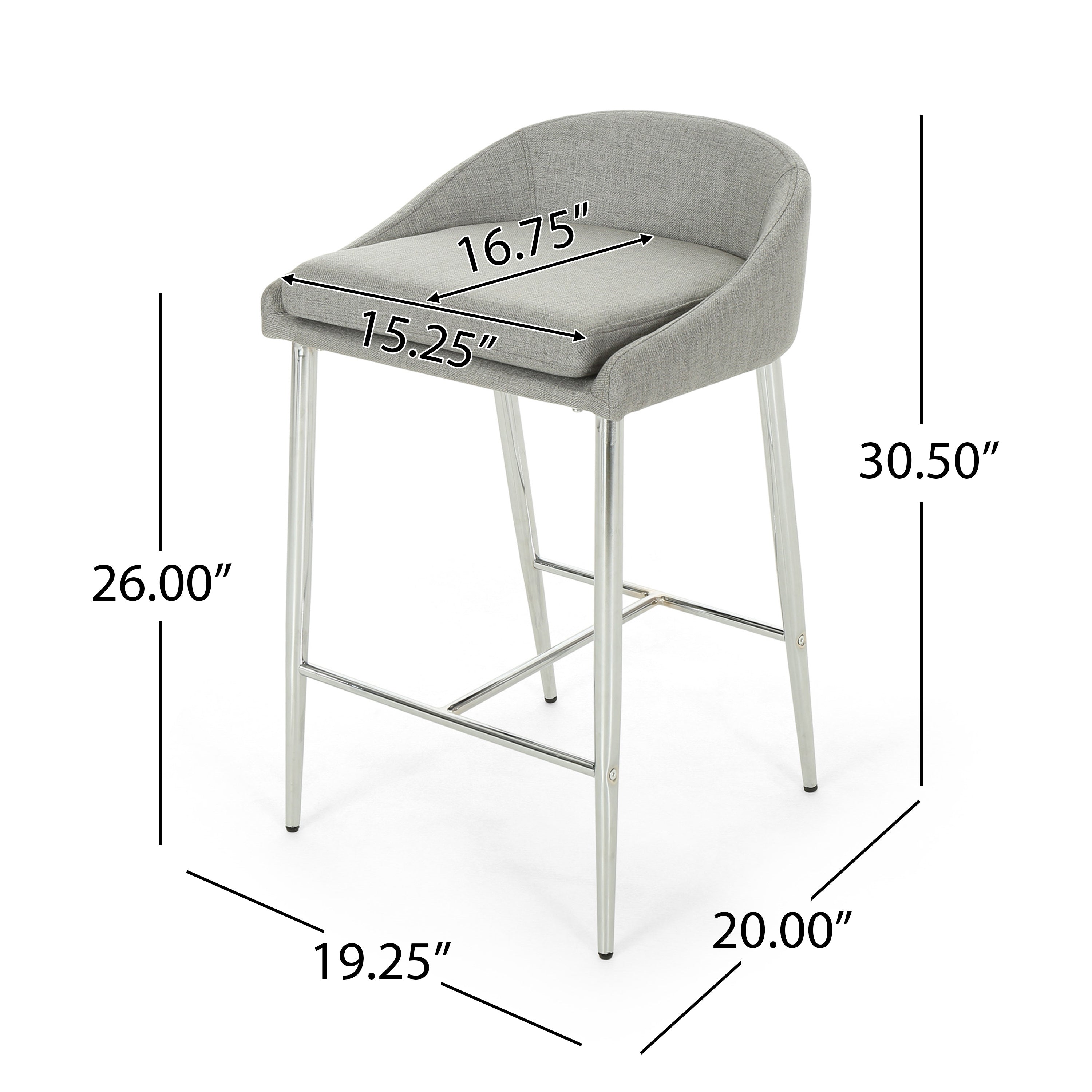 2-Piece Counter Height Bar Stools Set - Modern Kitchen Island Stools for Dining & Breakfast Nook - Adjustable Height Barstools for Home, Cafe & Restaurant Use