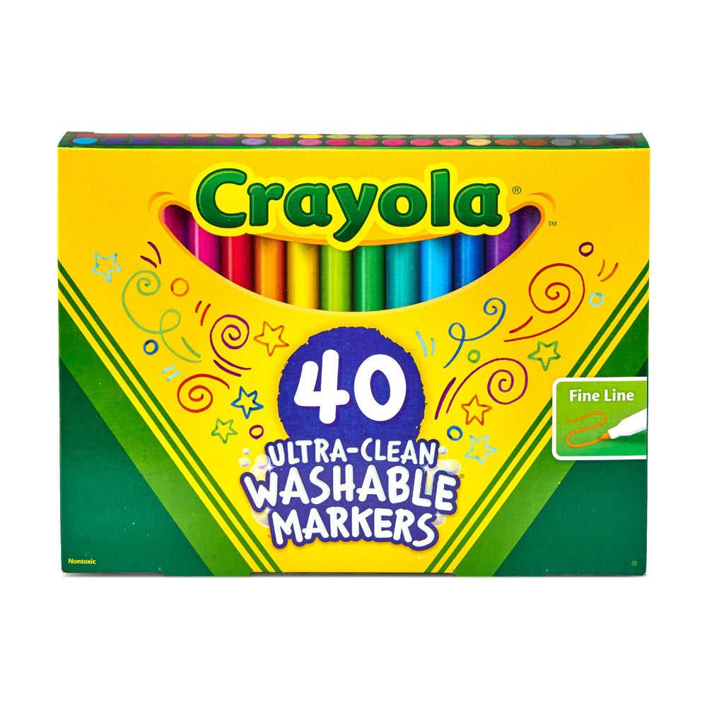40-Piece Crayola Ultra-Clean Fine Line Markers for Kids - Washable Non-Toxic Art Supplies for Children 36+ Months - Perfect for School Projects, Coloring Books & Creative Drawing