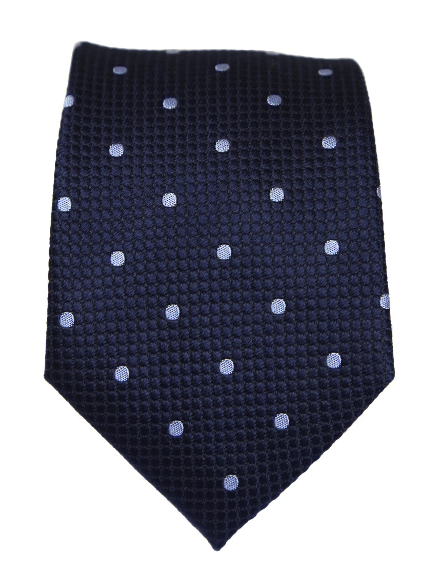 DÉCLIC Classic Spot Tie for Men - Navy Blue Silk Necktie - Perfect for Weddings, Business Meetings & Formal Events