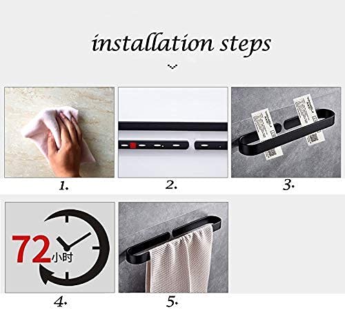 12/16/24 Inch Aluminum Bath Towel Bar - Modern Black Wall Mounted Towel Rack with Brushed Finish for Bathroom & Kitchen (Self-Adhesive or Screw Mount) - Perfect for Hanging Hand Towels, Washcloths & Kitchen Linens