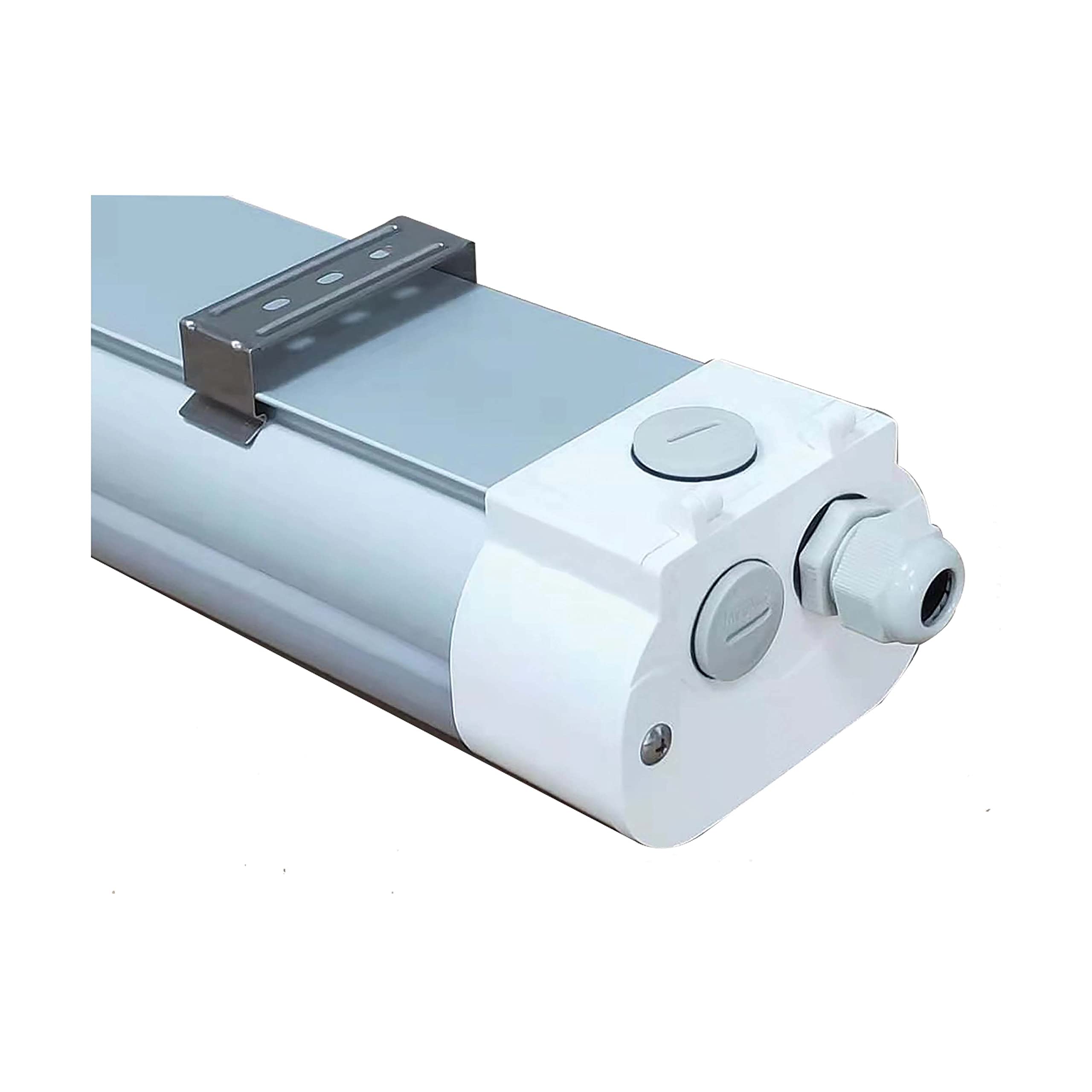 50W 4FT LED Tri-Proof Linear Fixture with Microwave Sensor - CCT Selectable (3000K-6500K) - IP65 & IK08 Rated - White/Gray Housing - Warm to Cool White Lighting - Commercial & Industrial Use (1 Pack) - Perfect for Warehouses, Garages & Outdoor Areas