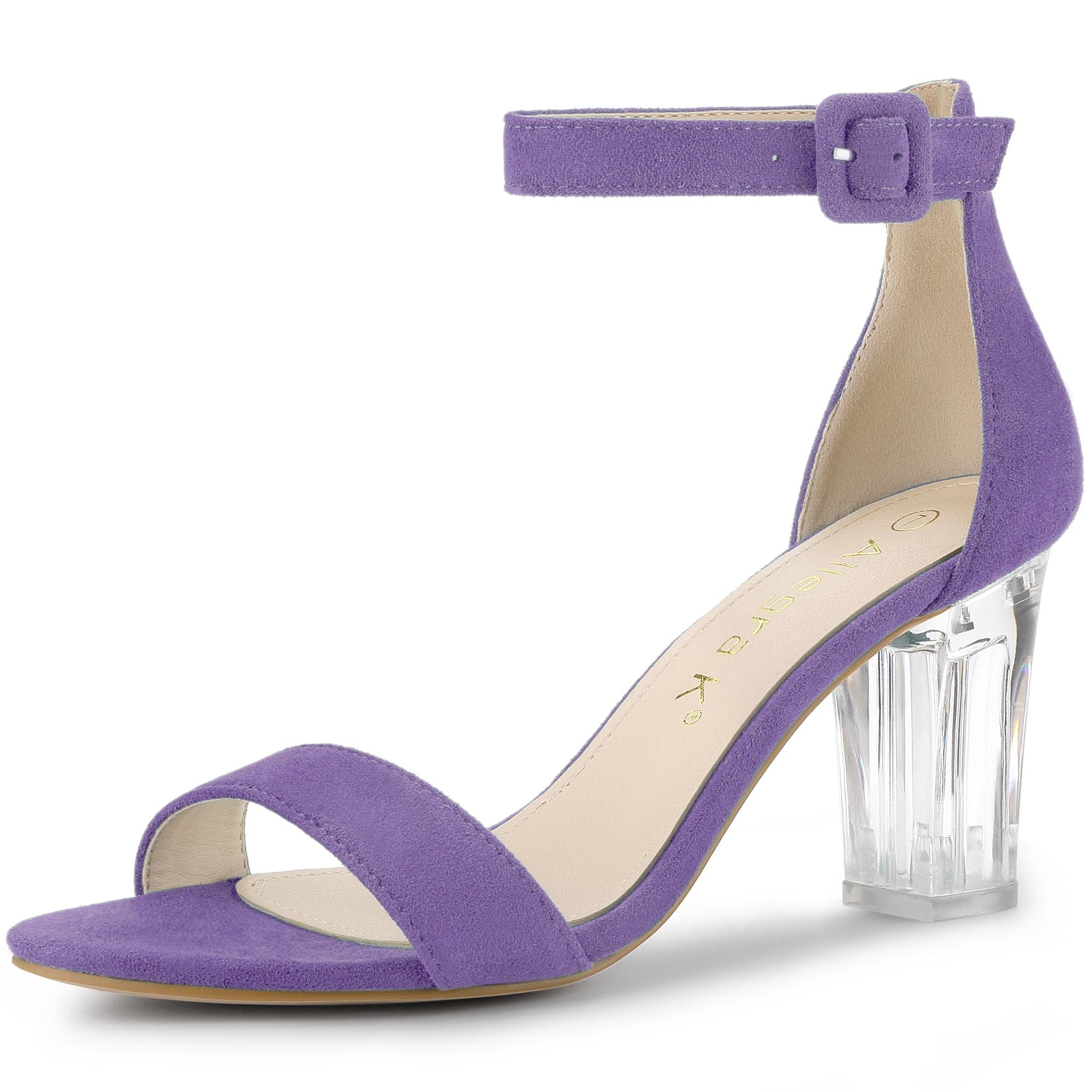 Allegra K Women's Chunky Heel Ankle Strap Clear Sandals - Comfortable Party & Wedding Shoes for Women, Perfect for Evening Events, Date Nights & Special Occasions