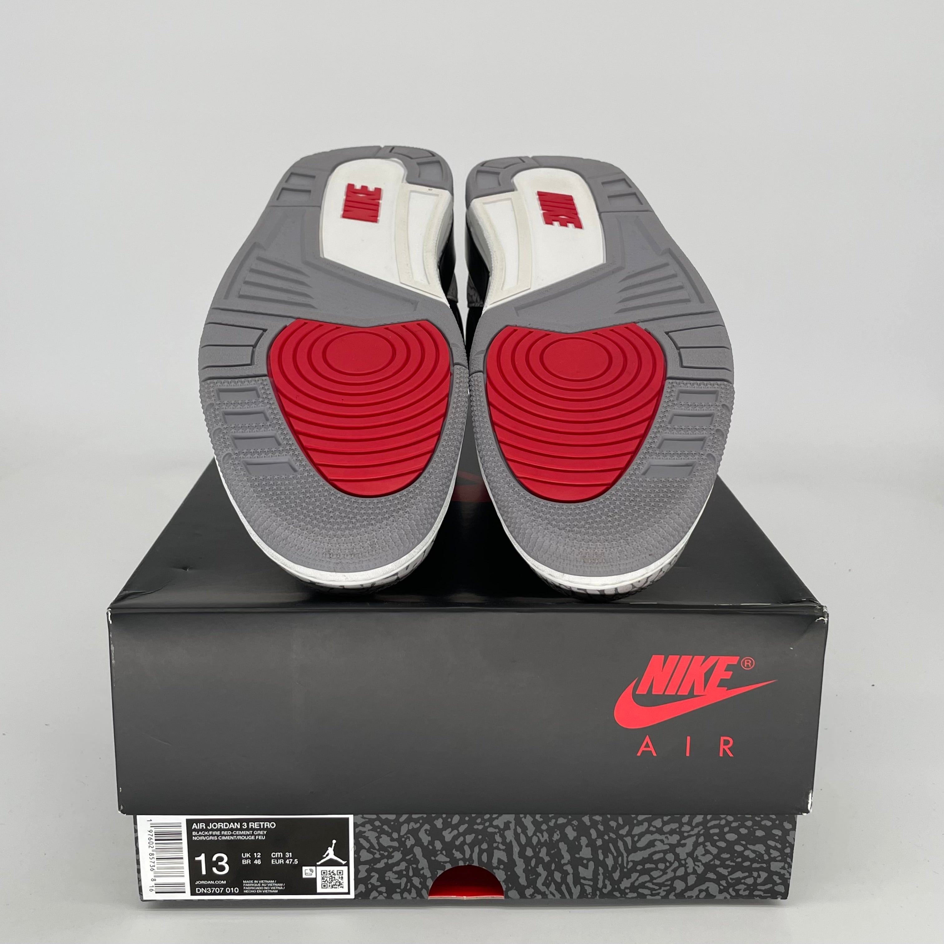 AIR JORDAN 3 RETRO BLACK CEMENT MEN'S BASKETBALL SHOES SIZE 13 (DN3707-010) - Perfect for Streetwear, Sneaker Collecting & Basketball Games