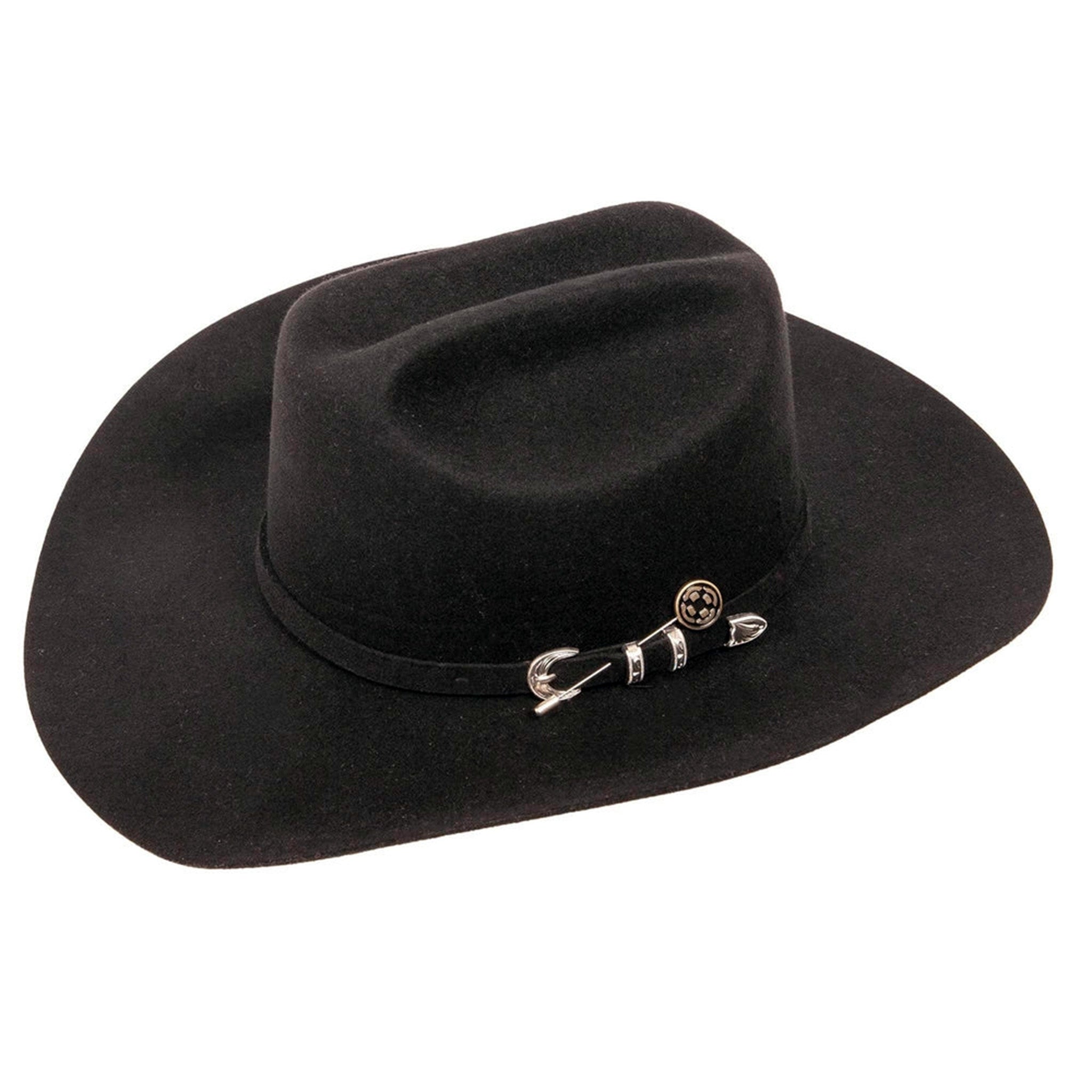 American Hat Co. Men's Black Felt Cowboy Hat - Western Style Cattleman Hat for Rodeo, Country Music Festivals & Outdoor Adventures