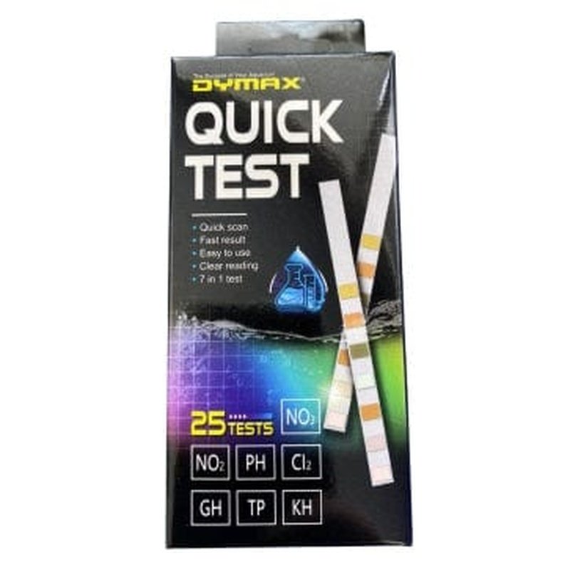 Dymax 7-in-1 Aquarium Water Test Strips - 25 Pack | Fast & Accurate pH, Nitrite, Nitrate, Chlorine Testing for Freshwater & Saltwater Fish Tanks