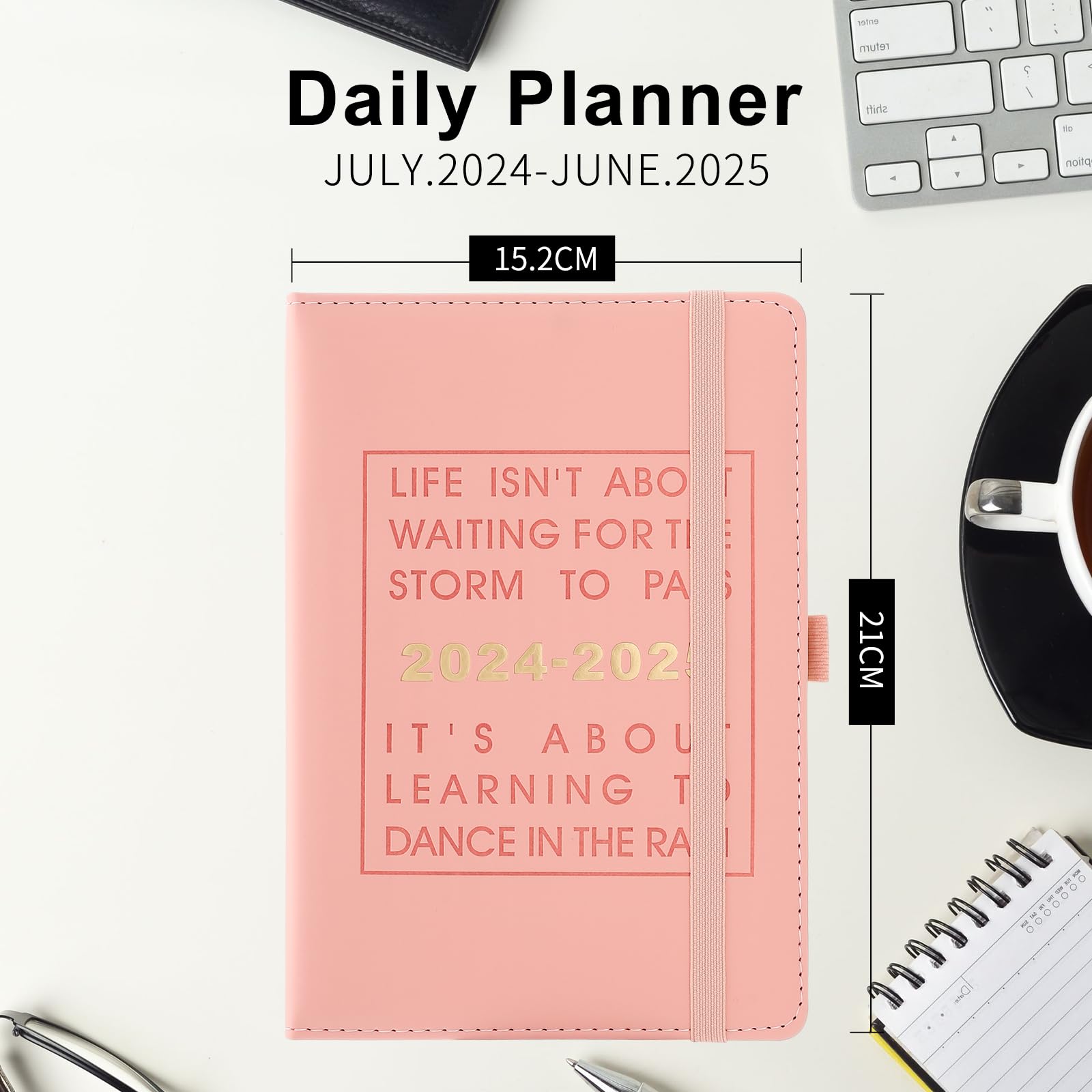2024-2025 Academic Planner & Daily Diary - July 2024 to June 2025 Weekly/Monthly Organizer with Pen Holder & Tabs - Perfect for Students, Professionals & Goal Tracking (Pink)