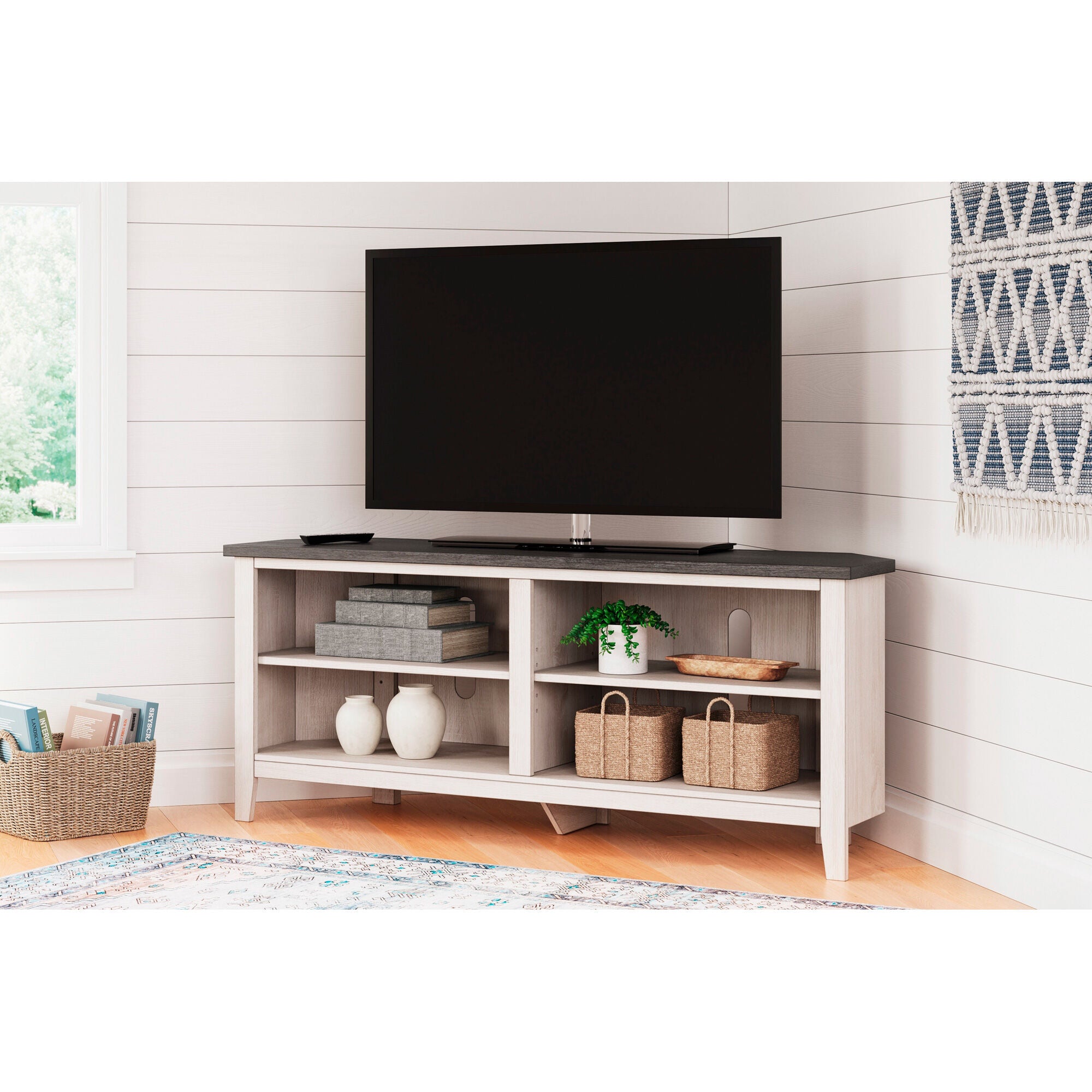 58 Inch Modern Corner Console Table - Entryway Sofa Table for Living Room, Hallway & Bedroom - Dorrinson Space-Saving Furniture for Small Apartments & Homes