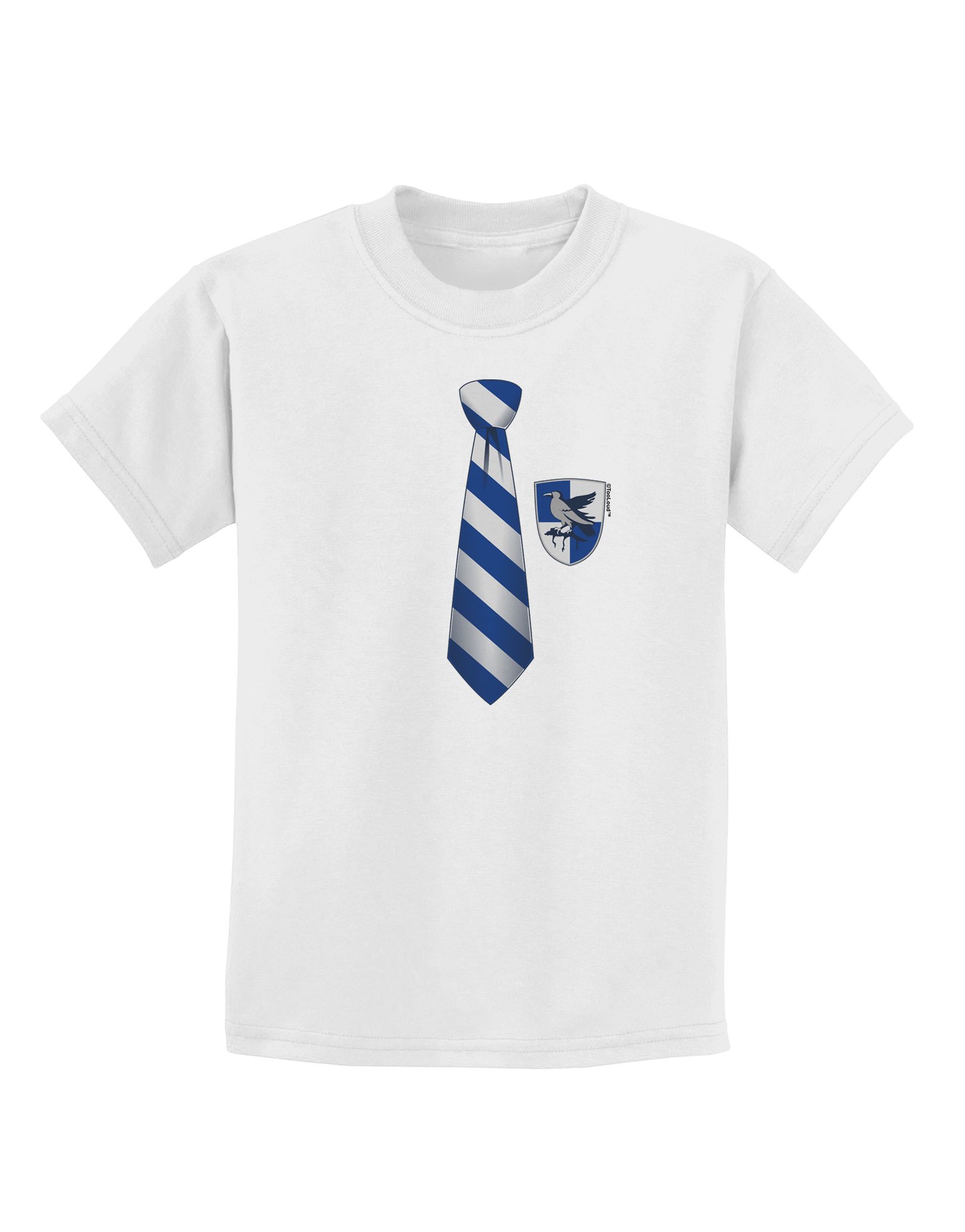 TOOLOUD Wizard Tie Blue and Silver Kids T-Shirt | Harry Potter Inspired Graphic Tee | Soft Cotton Children's Shirt for Halloween, Cosplay & Birthday Parties
