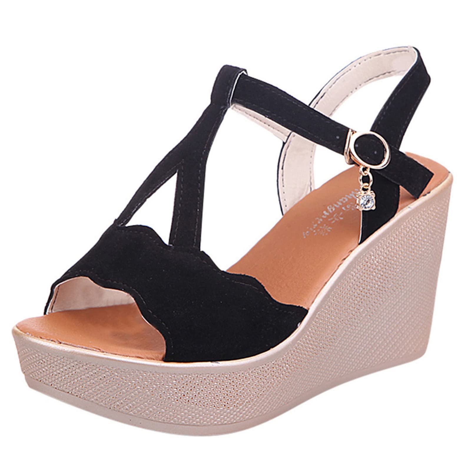 Stylish Rhinestone Peep Toe Platform Wedge Sandals for Women - Summer & Spring High Heel Fashion Shoes - Perfect for Beach Parties, Weddings & Date Nights