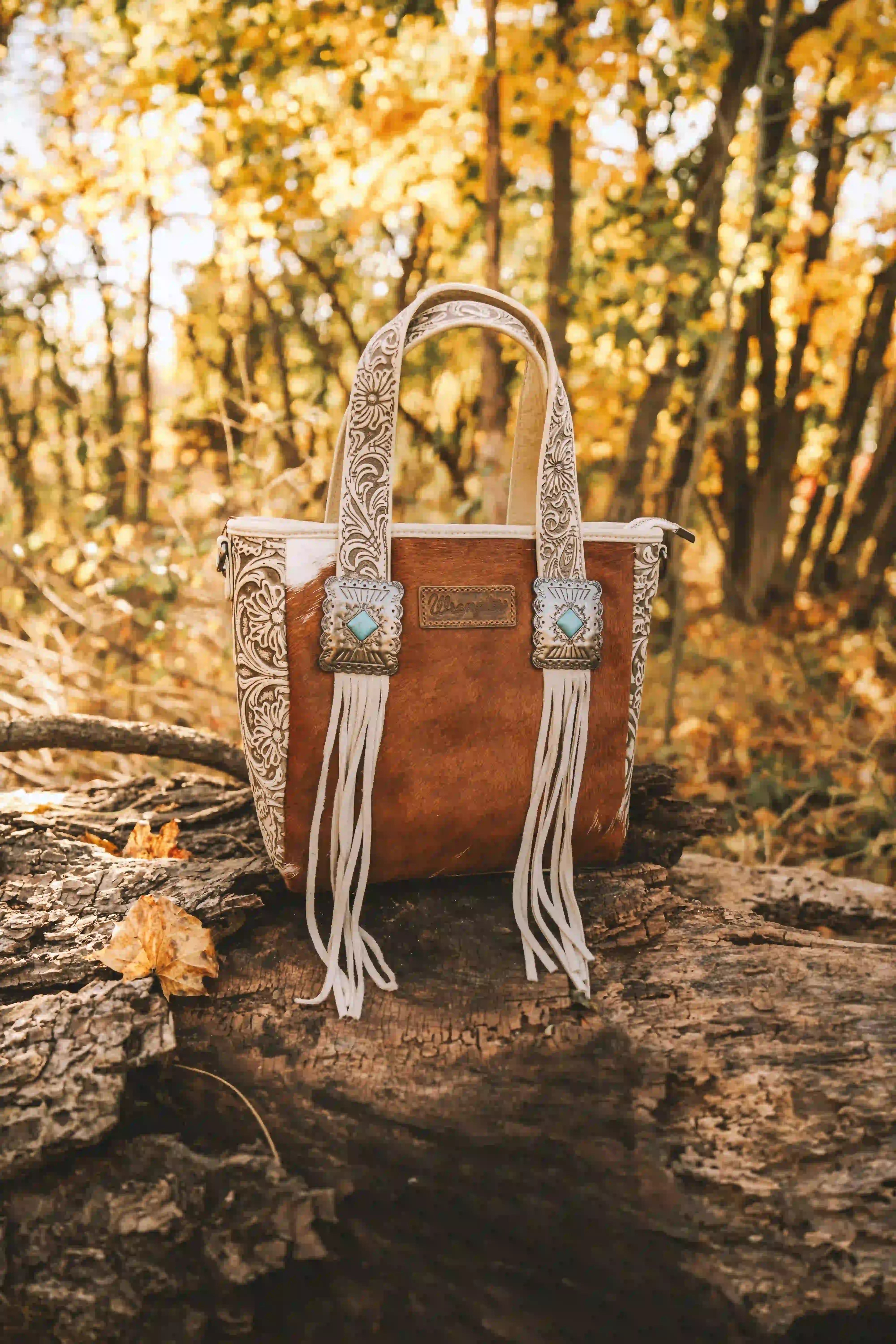Wrangler Genuine Cowhide Leather Fringe Crossbody Purse for Women - Stylish Concealed Carry Handbag for Everyday Use, Travel & Outdoor Adventures
