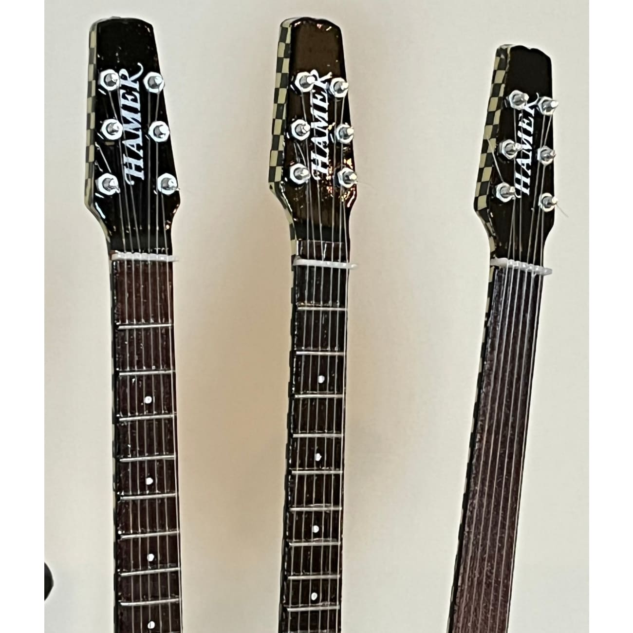 Authentic Cheap Trick Rick Nielsen™ Five Neck Checkered Mini Guitar Replica - Collectible Music Memorabilia for Fans & Gift Ideas | Perfect for Rock Music Lovers, Display & Home Decor