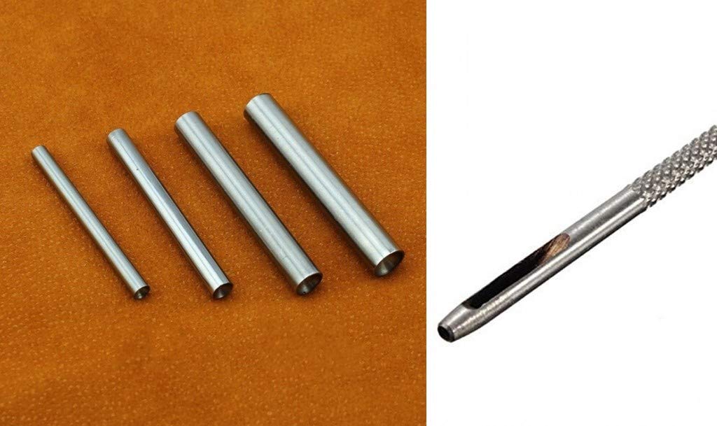 ZHONGJIUYUAN 6/7/8/10mm Leather Mushroom Rivets Set - Round Metal Rivets for Punk Shoes, Bags, Belts & Garment Crafting - Includes Hole Punch Tool for DIY Leatherworking & Sewing Projects