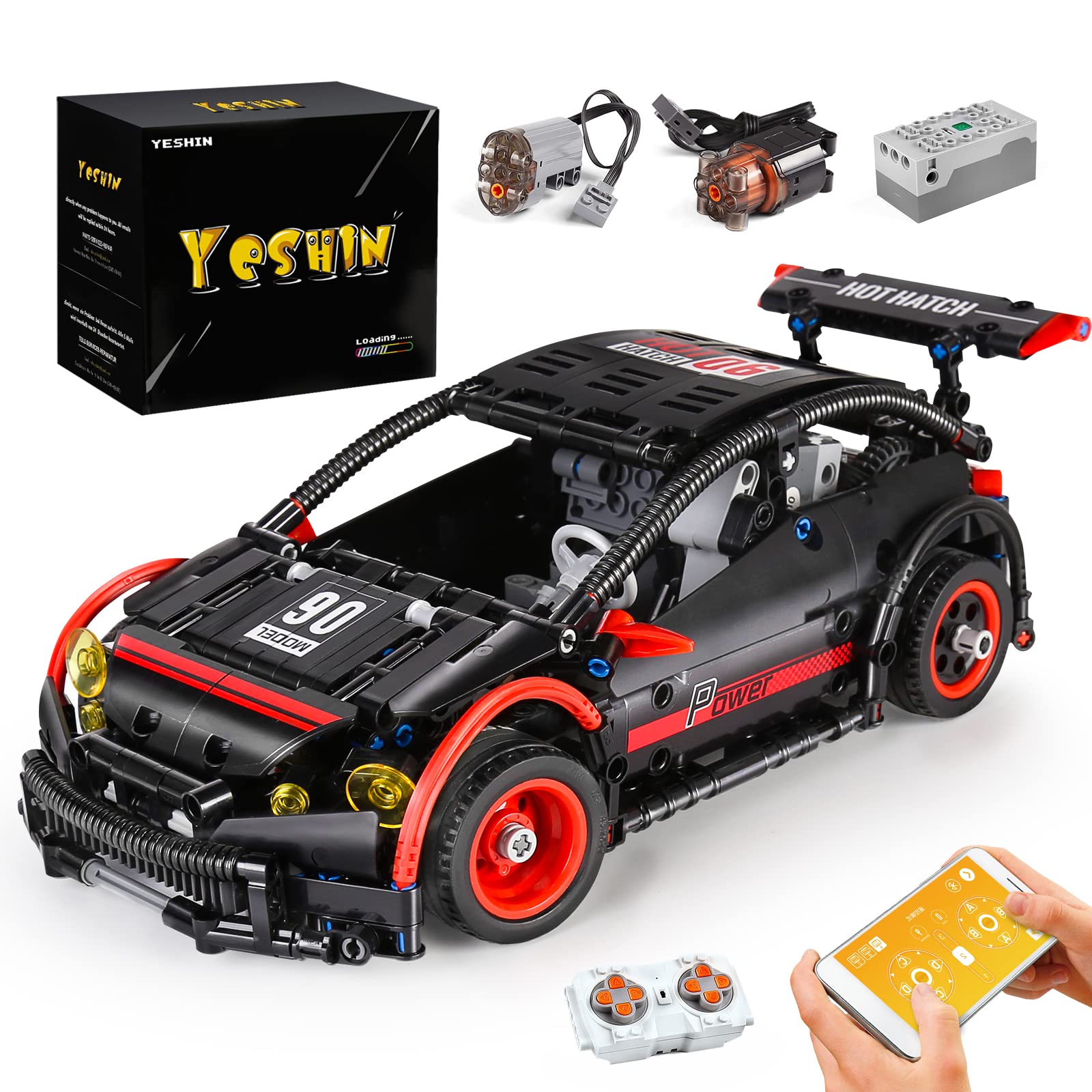 YESHIN 587-Piece RC Race Car Building Kit - Remote Controlled Hatchback Type R Model with Motors, STEM Educational Construction Toy for Kids & Boys | Perfect for Birthday Gifts, STEM Learning & Family Bonding Activities