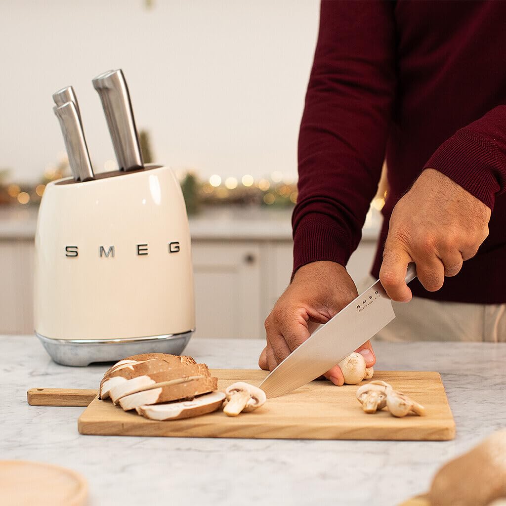 Premium SMEG Stainless Steel 15-Piece Knife Block Set with Wood Stand - Professional Chef Knives for Kitchen, Cooking & Food Prep | Perfect Gift for Home Cooks & Culinary Enthusiasts