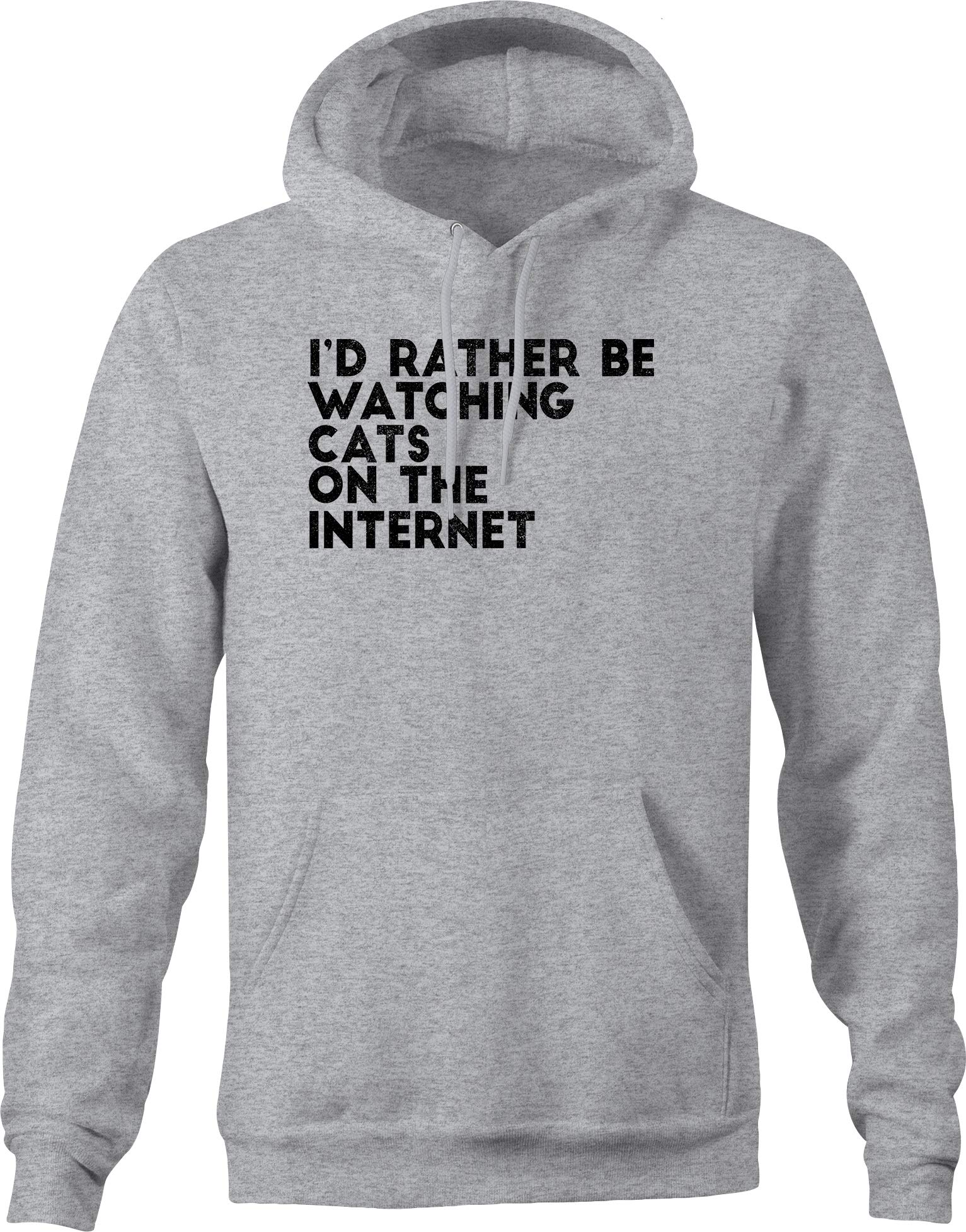 Men's 'I'd Rather Be Watching Cats on The Internet' Hoodie - Soft Gray Pullover for Casual Wear & Cat Lovers