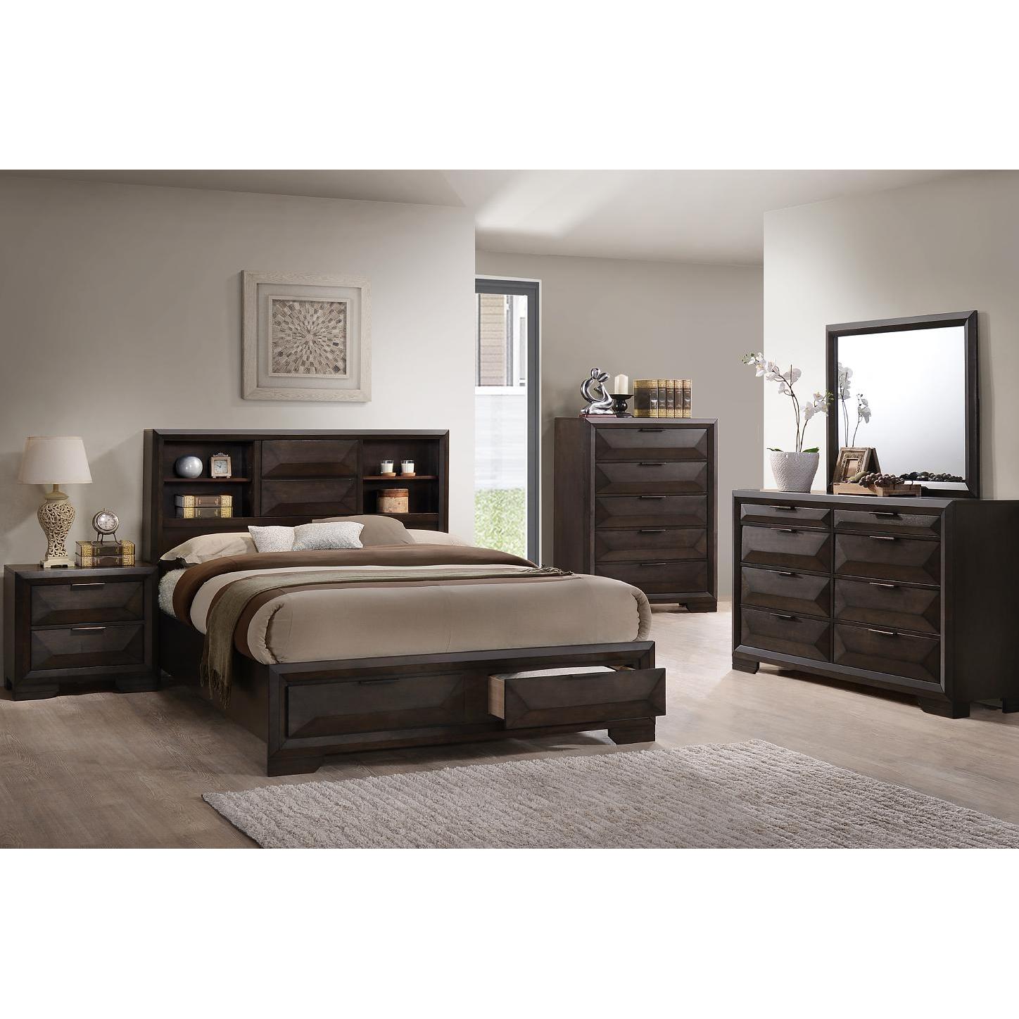 IFDC Laura 8-Piece Bedroom Set with King Size Bed and Bookshelf - Perfect for Master Bedroom, Guest Room & Home Office Decor