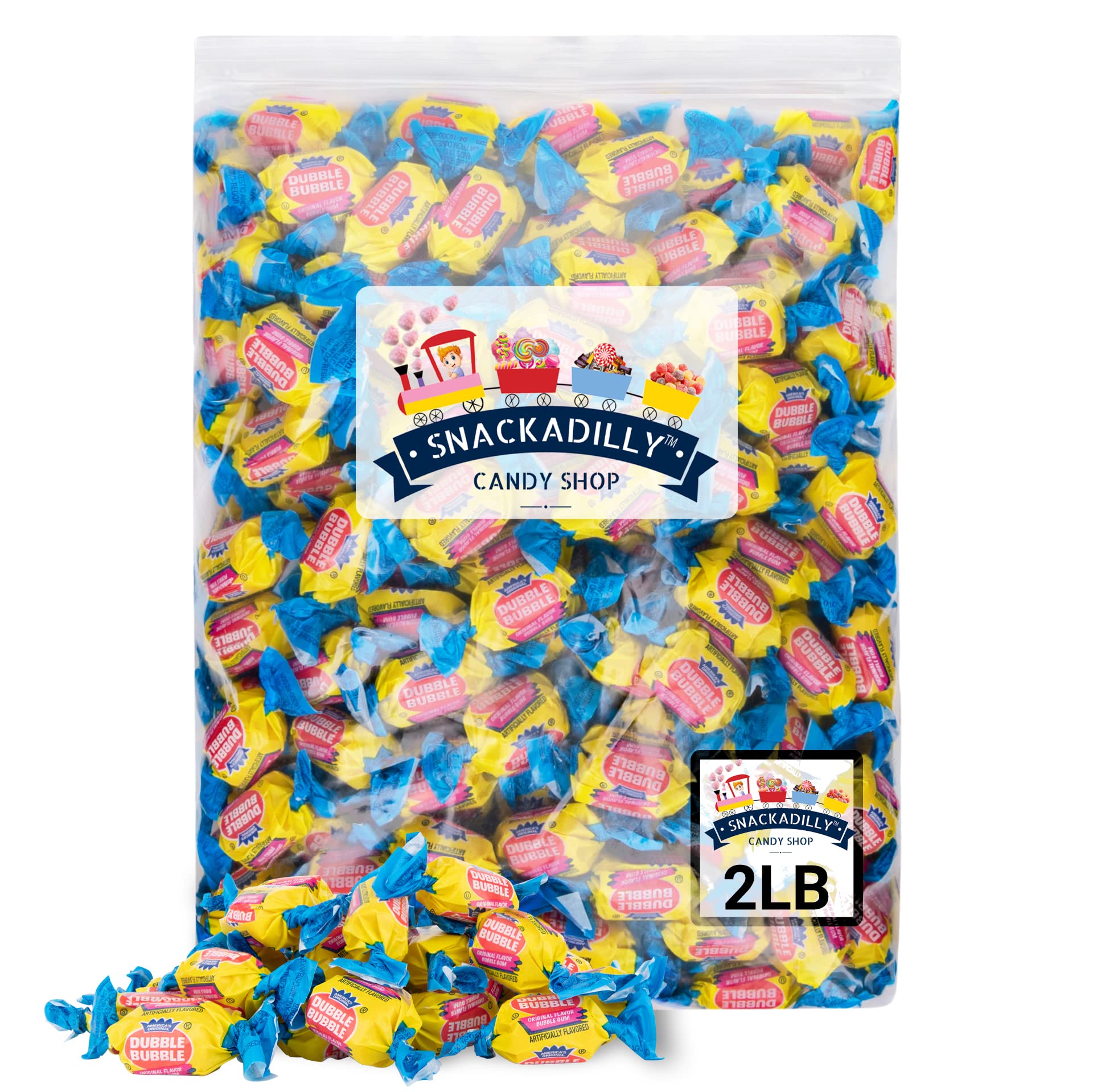 Dubble Bubble Original Flavor Bubble Gum (2 Pounds) - Bulk Chewing Gum for Parties, Events & Nostalgic Treats | By Snackadilly