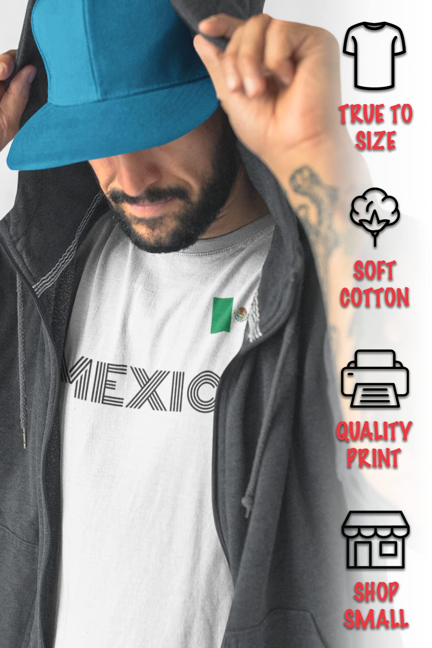 ShirtBANC Men's Mexican Soccer Jersey - Authentic Mexico Flag Design Tee for Game Day, Parties & Casual Wear