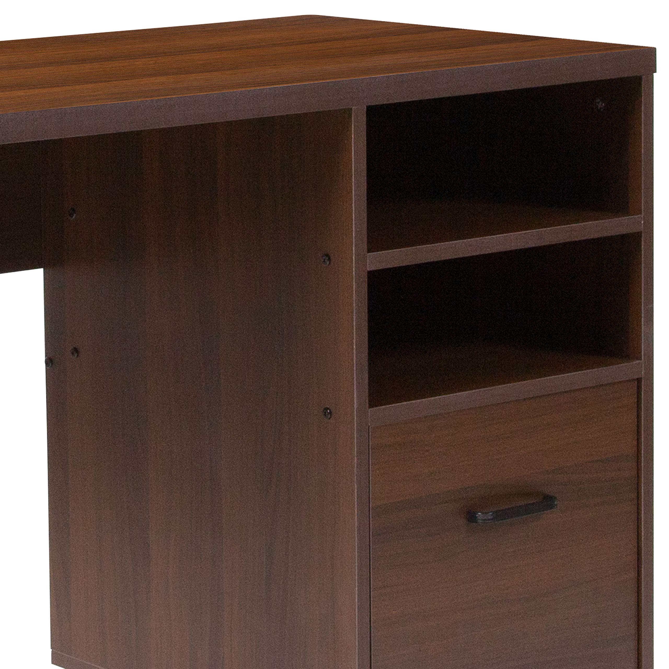 Rustic Wood Grain Coffee Computer Desk with Sturdy Metal Frame - Perfect for Home Office, Gaming & Workspace Setup