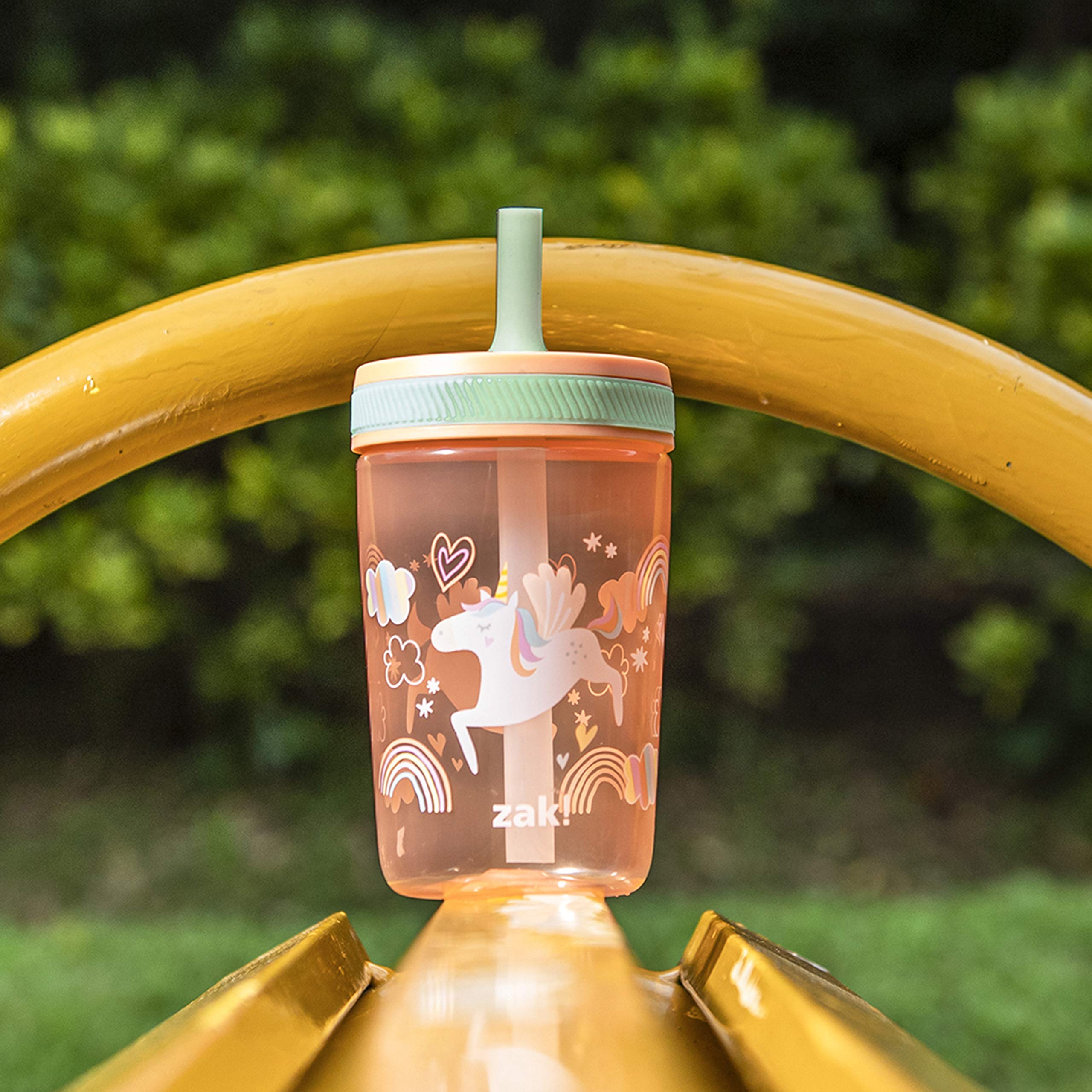 Zak Designs Kelso 15 oz Tumbler Set with Unicorn Design - BPA-Free, Leak-Proof Screw-On Lid & Straw | Munchkin Splash Toddler Cups 7 Oz 4-Pack with Training Lids | Perfect for Kids' Drinks, School Lunch, Picnics & Travel