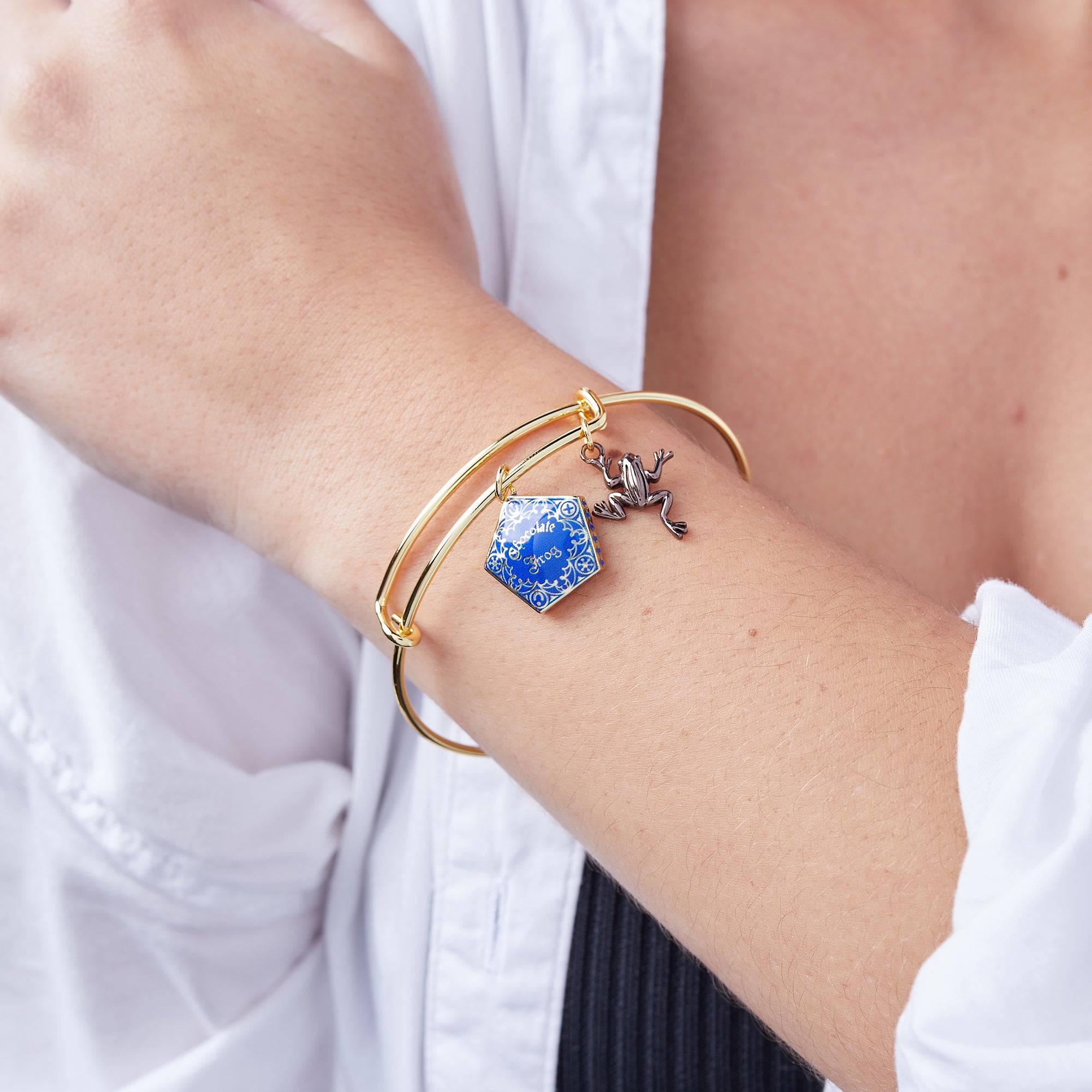 Harry Potter™ Chocolate Frog Two Charm Bangle - Collectible Wizarding World Jewelry for Fans & Cosplay - Perfect for Halloween, Birthday Gifts & Harry Potter Themed Parties