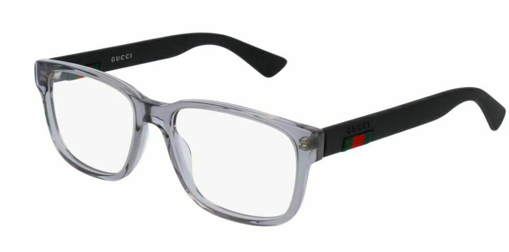Gucci GG 0011 O 007 Classic Rectangular Grey/Black Eyeglasses for Men & Women - Stylish Prescription Glasses & Fashion Sunglasses for Everyday Wear, Office, and Outdoor Activities