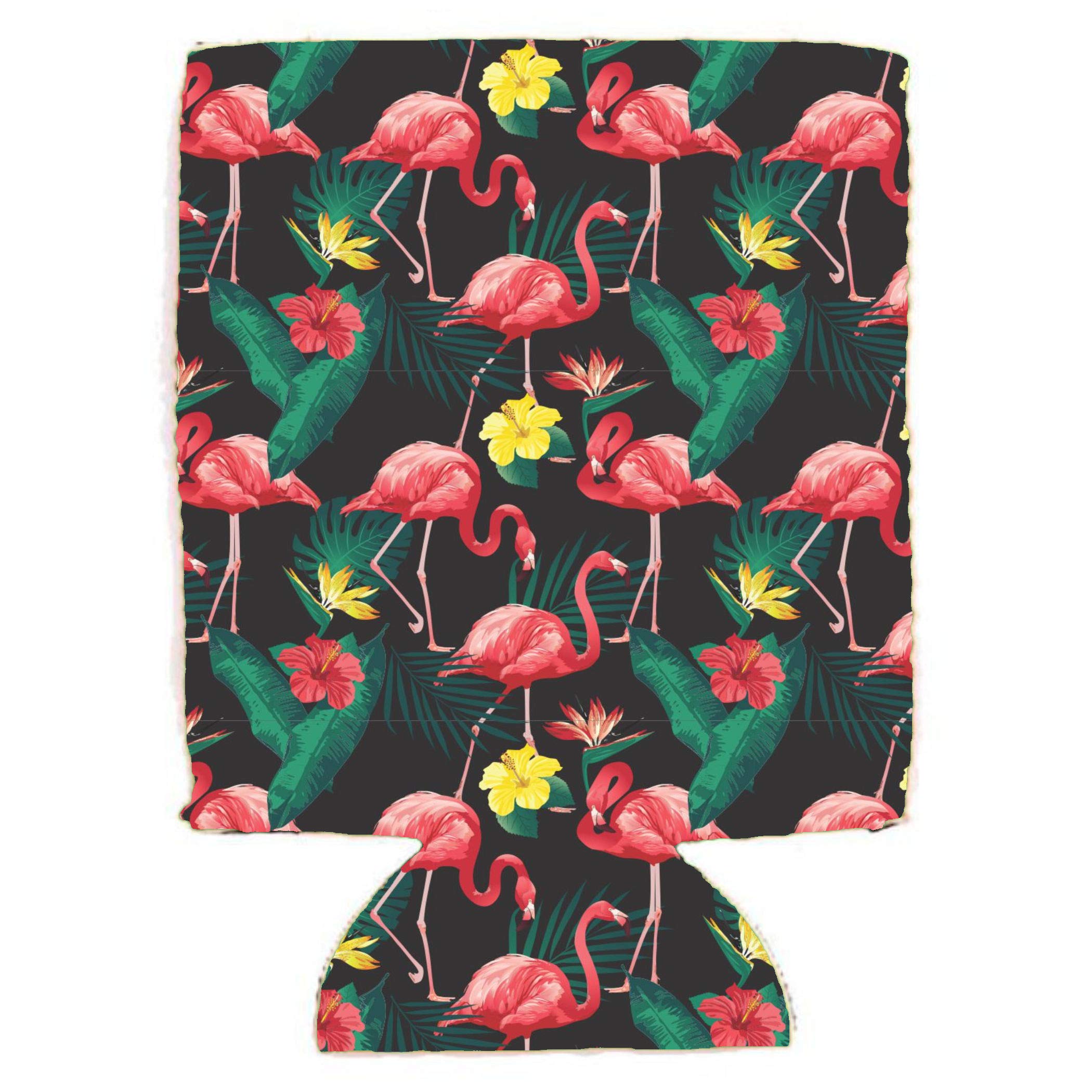 Flamingo Pattern Collapsible Can Cooler (2 Pack) - Insulated Sleeve for Beer, Soda & Drink Cans - Perfect for Pool Parties, Beach Outings & BBQs