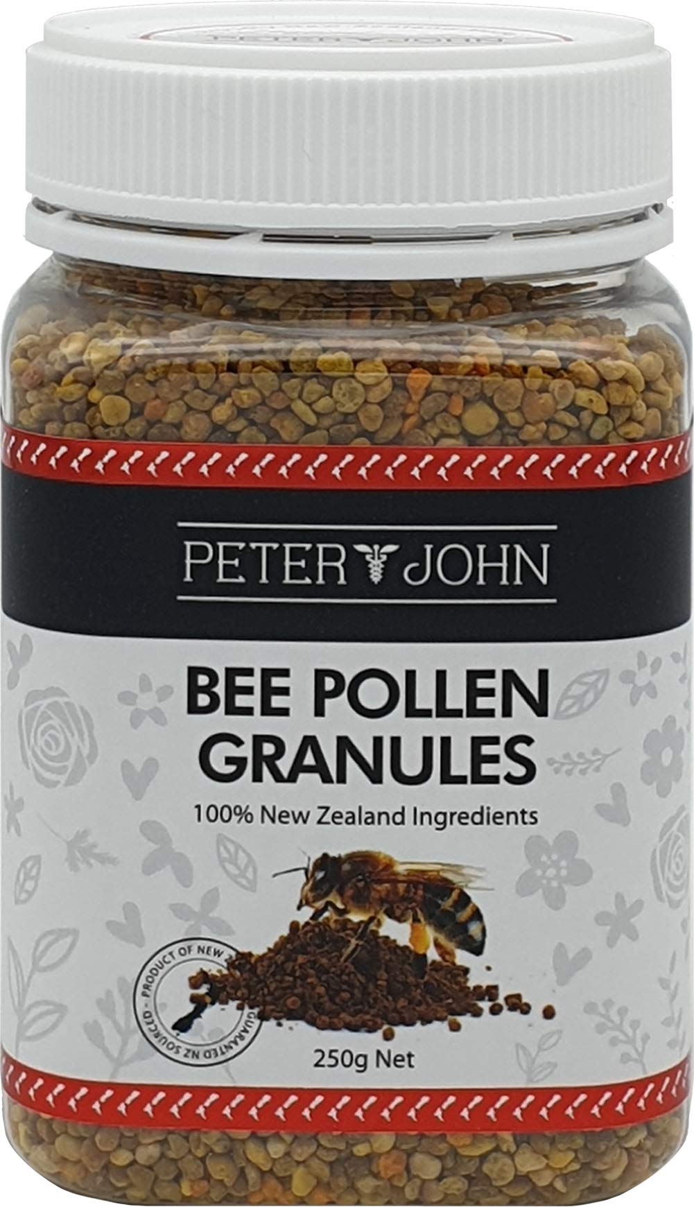 Peter&John Pure New Zealand Bee Pollen Granules 250g (1 Bottle) - Natural Energy Boost & Immune Support for Daily Wellness