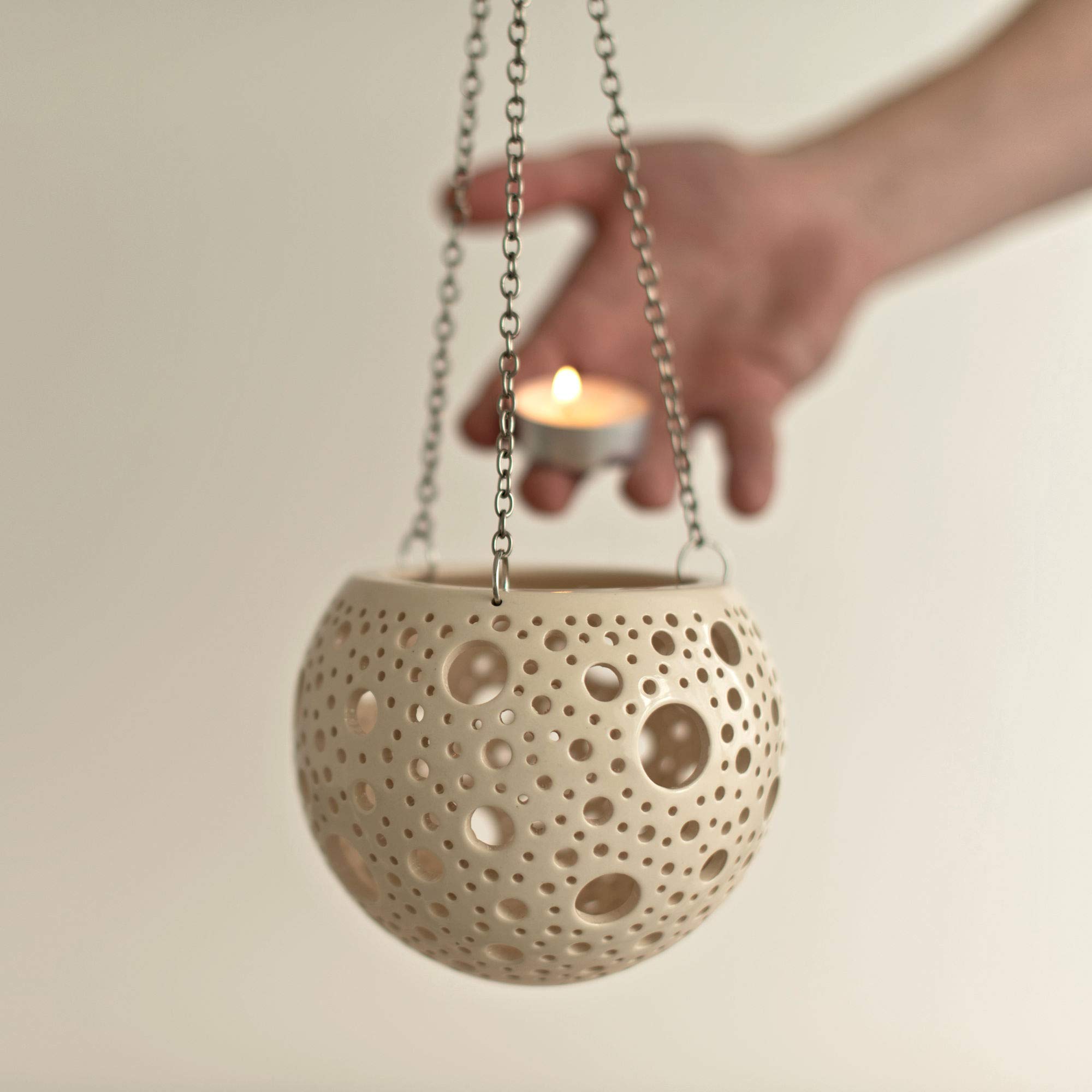 Ceramic Hanging Flower Planters with Bubble Design - Decorative Wall Pots for Indoor Plants or Tealight Candle Holders - Perfect for Home, Garden, and Wedding Decor