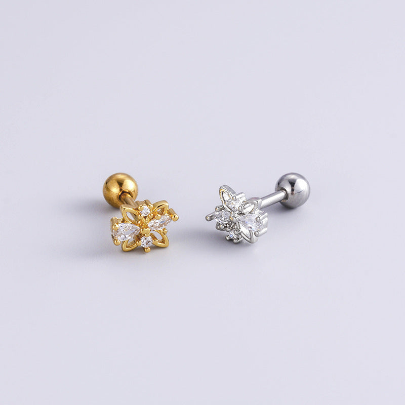 16G Surgical Steel Cartilage Earrings - Bowknot, Heart & Tiny Conch Studs with Ball Back | Hypoallergenic Body Jewelry for Women | Perfect for Daily Wear, Parties & Gifts