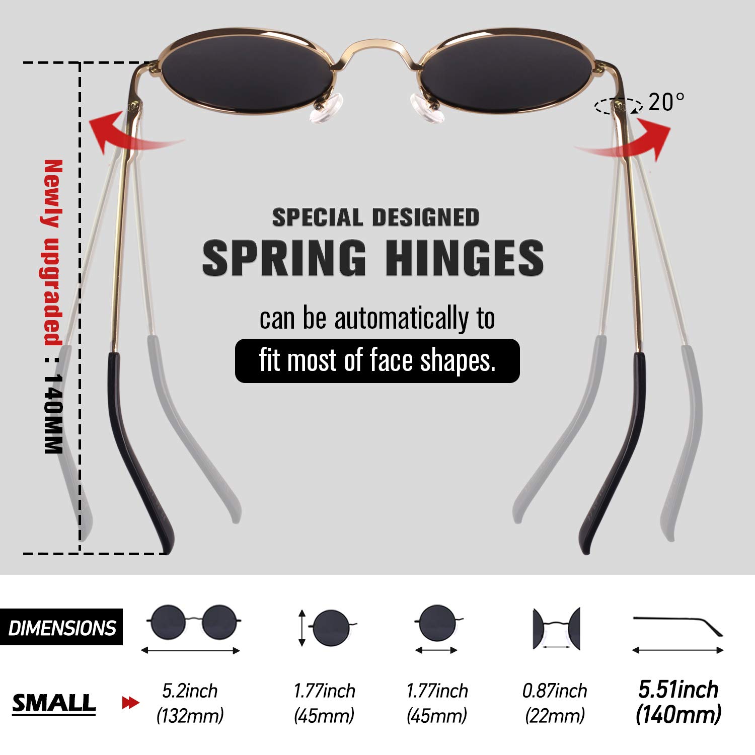 Sunier Round Polarized Sunglasses for Men & Women - UV400 Protection Retro Circle Shades for Driving, Beach & Outdoor Activities