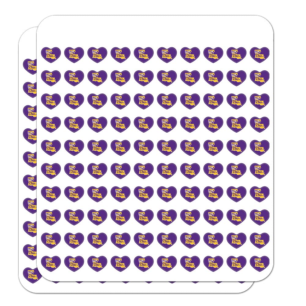 LSU Tiger State Heart Shaped Planner Stickers - Scrapbook & Craft Decals for Journals, Calendars, DIY Projects - Perfect for School, Office & Gift Giving