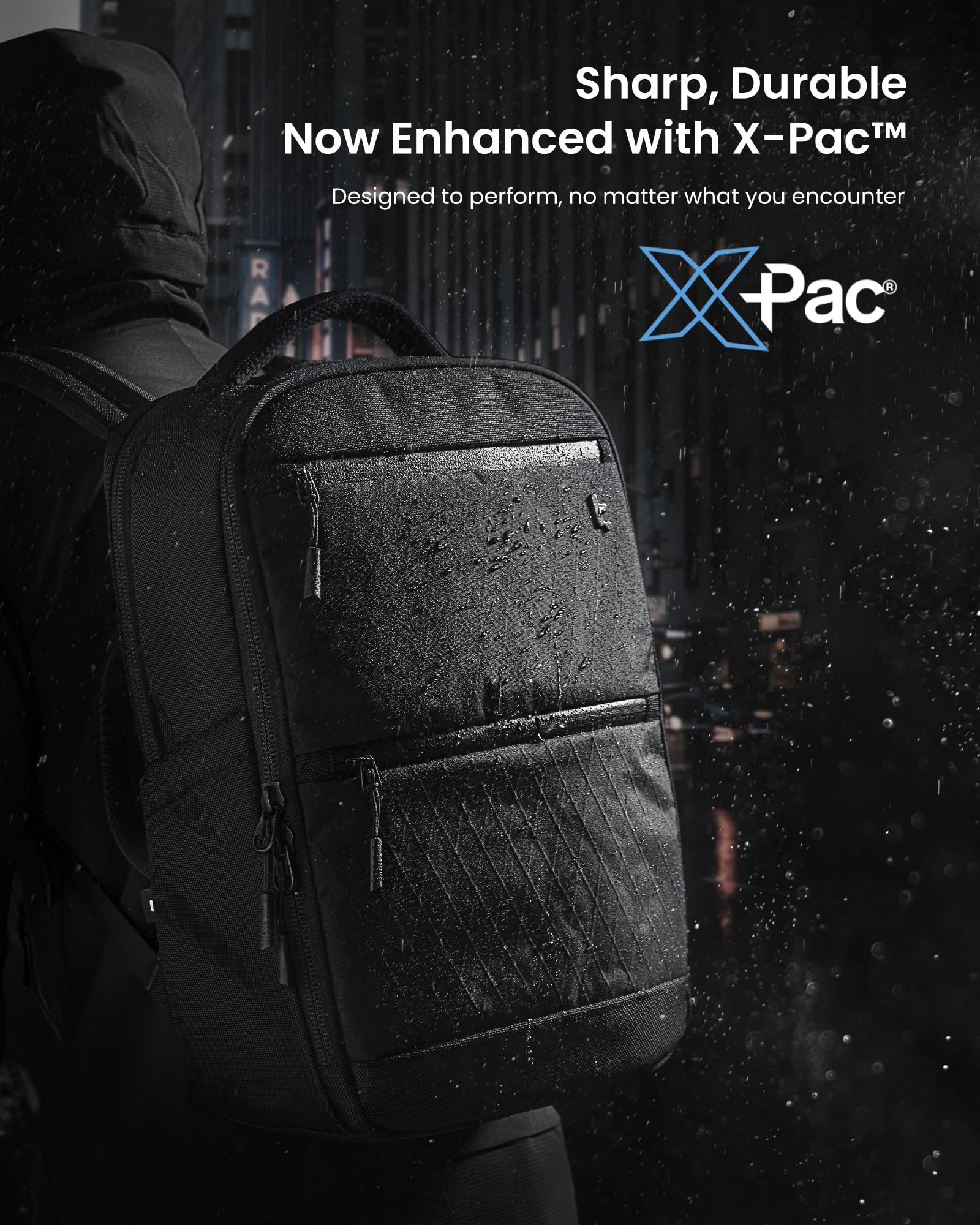 tomtoc X-Pac Techpack Business Laptop Backpack - Waterproof 16-inch MacBook Pro Case, Slim Professional Commuter Backpack for Men & Women (Black) - Perfect for Office, Travel & Urban Commuting
