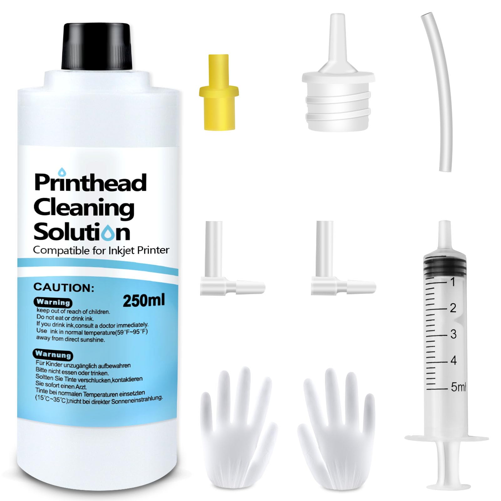 Printer Cleaning Kit 250mL - Universal Print Head Nozzle Cleaner for Epson Ecotank, HP, Canon, Brother Inkjet & Sublimation Printers | Perfect for Home Office & Professional Printing Maintenance