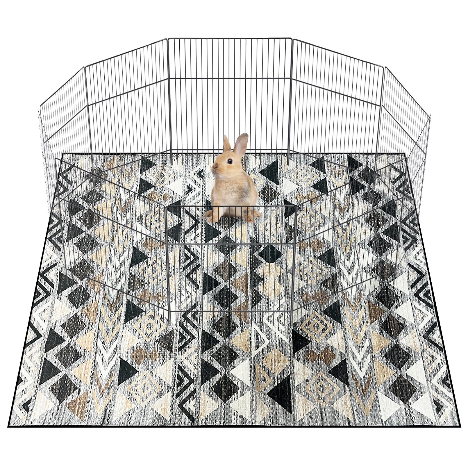 BNOSDM 63x47 Inch Washable Rabbit Cage Liner - Reusable Bunny Mat with Anti-Slip Bottom, Soft Pet Playpen Pad for Rabbits, Dogs, Chinchillas, Guinea Pigs & Ferrets - Perfect for Indoor Cages, Play Areas & Floor Protection