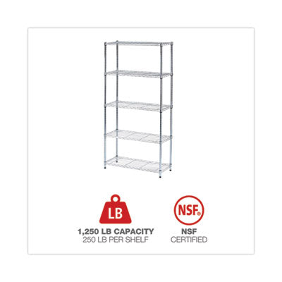 Alera® 5-Tier Heavy Duty Wire Shelving Unit - 36