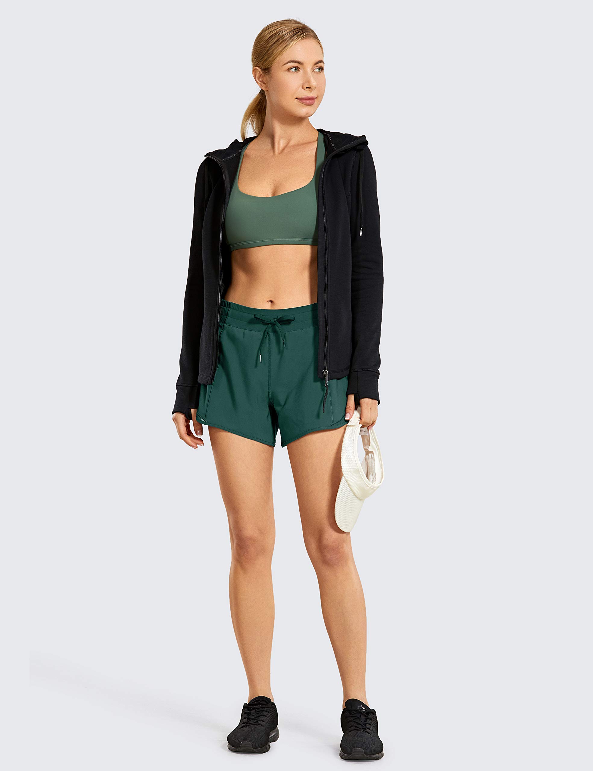 CRZ YOGA Women's Athletic Running Shorts with Zip Pocket - 4