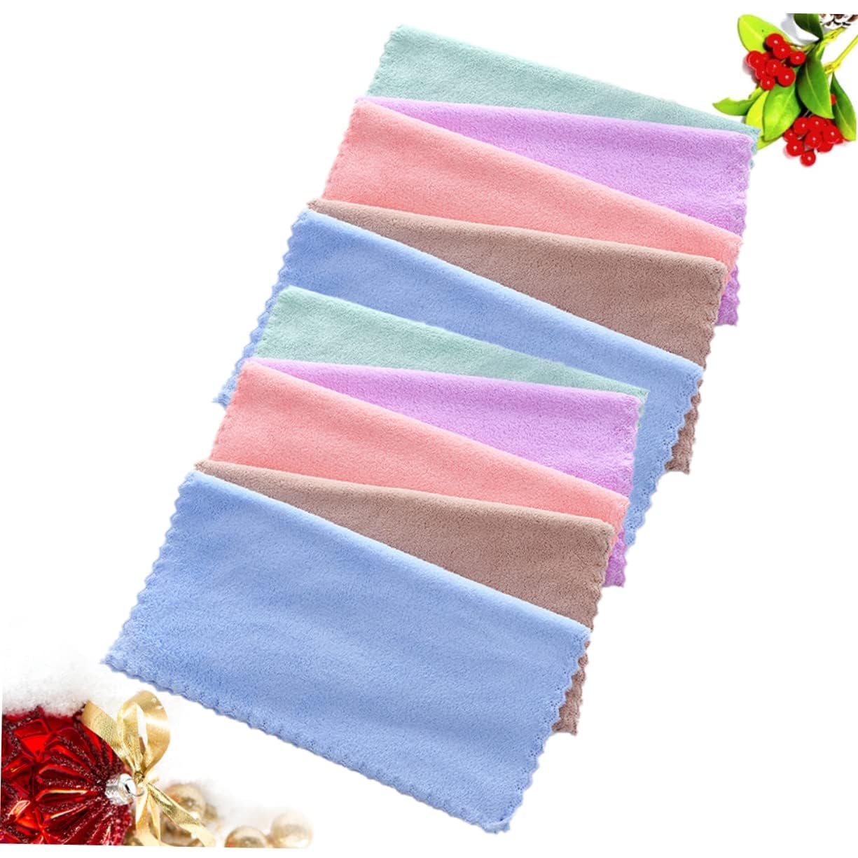 10pcs Coral Fleece Makeup Remover Washcloths & Face Towels - Soft Square Cleansing Cloths for Daily Skincare Routine | Gentle Makeup Removal & Facial Cleansing | Perfect for Travel, Gym & Home Use