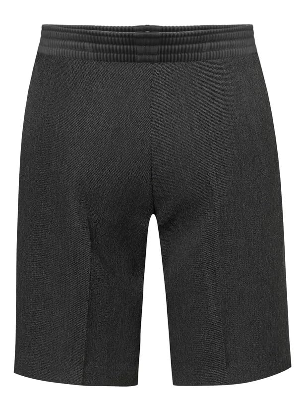 LSU Boys Summer School Shorts - Plus Fit, Pull Up Half Elastic Waist, Generous Fit - Black & Grey | Perfect for School, Sports & Casual Wear