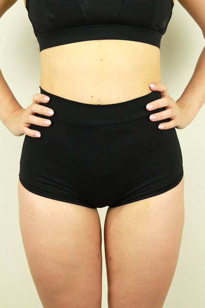 Matte Black High Waist Cheeky Shorts for Women - Sexy Comfortable Stretchy Underwear for Everyday Wear | Perfect for Yoga, Lounge & Sleep