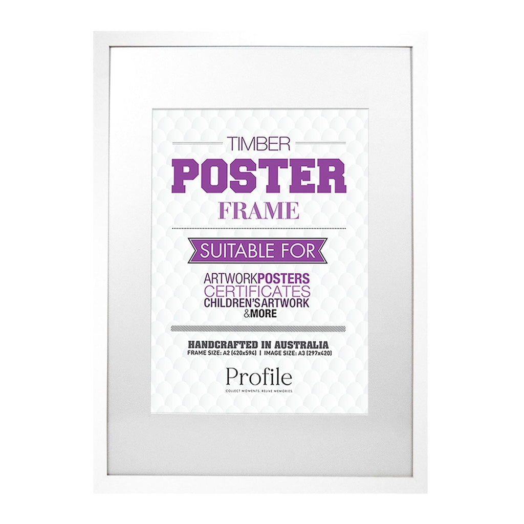 Elegant White Wooden A2 Picture Frame - Perfect for A3 Photos, Artwork, and Home Decor | Ideal for Living Room, Bedroom, and Office Display