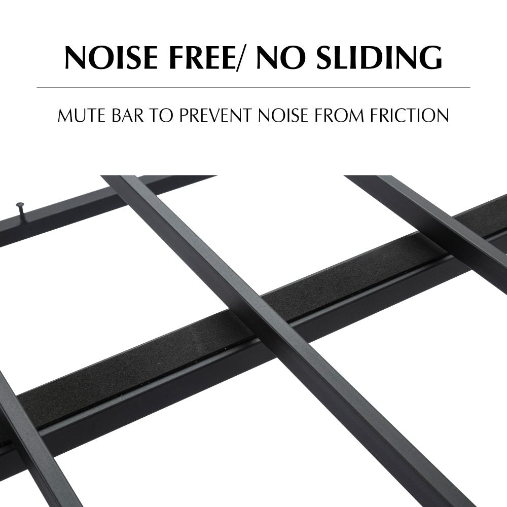 Sturdy Double Metal Bed Frame with Mattress Foundation - Dark Grey | Heavy Duty Support for Queen/King Size Beds | Perfect for Master Bedrooms, Guest Rooms & Dormitories