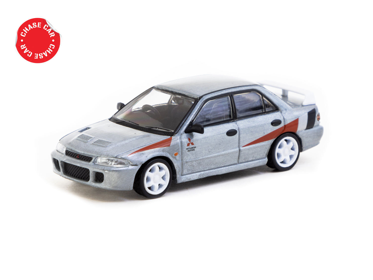 Tarmac Works 1/64 Scale Mitsubishi Lancer RS Evolution Diecast Model Car - White - Collectible Miniature Vehicle for Display & Racing Scenes