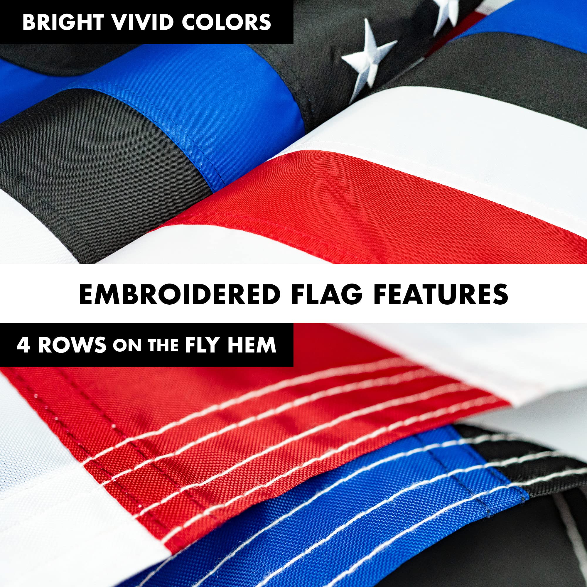 5 Feet White Spinning Flagpole with Blue Lives Matter Flag - 2.5x4 ft Embroidered Flag with Brass Grommets - Durable Aluminum Flag Pole for Outdoor Display, Backyard Decor & Patriotic Events